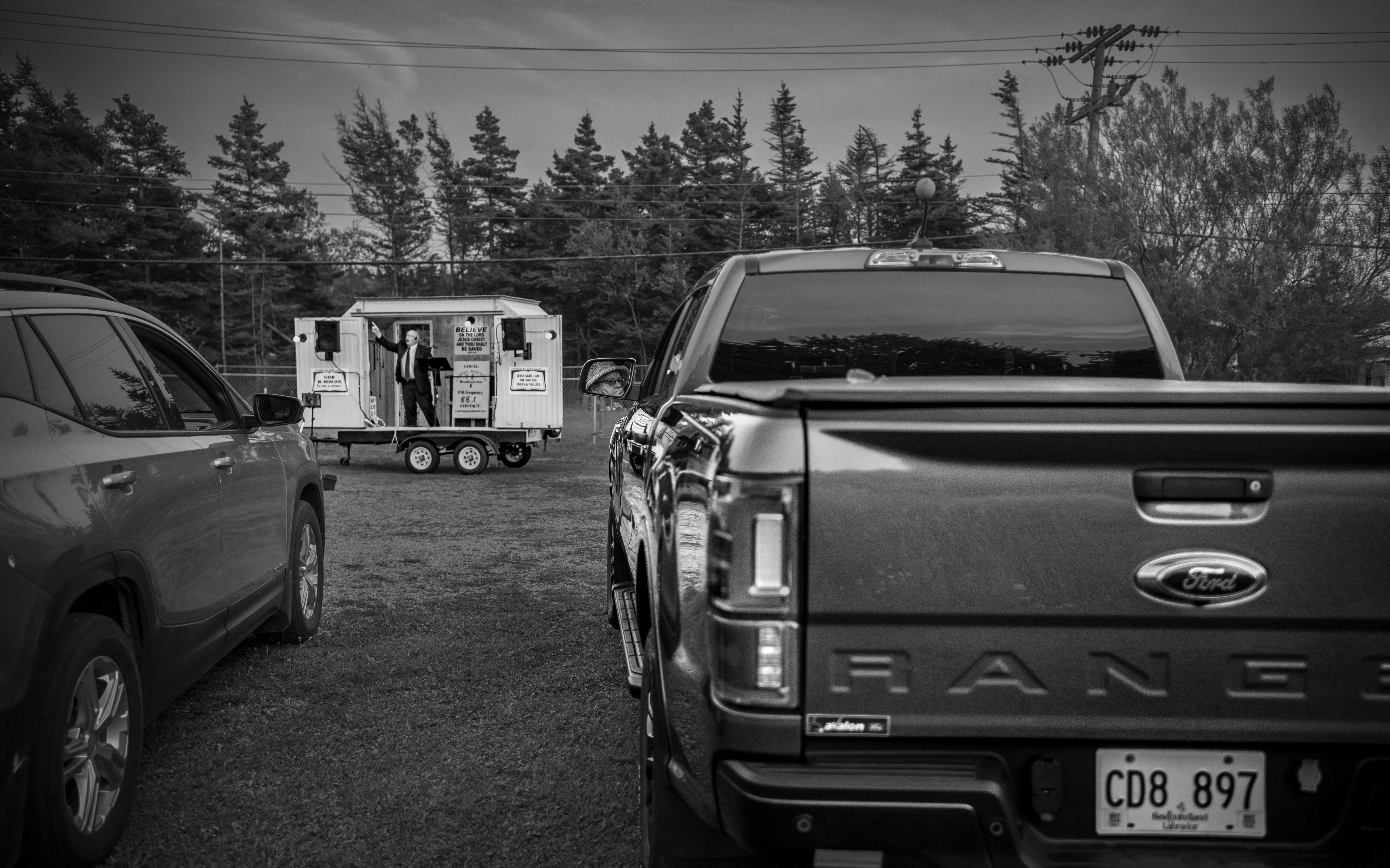 drive-in sermon, rocky harbour
